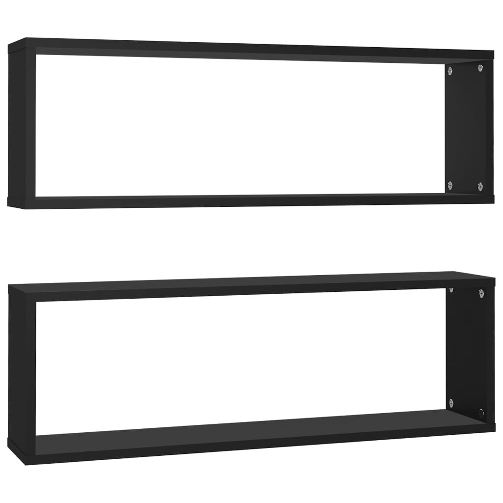 vidaXL vidaXL Półki ścienne kostki, 2 szt., czarne, 80x15x26,5 cm, płyta