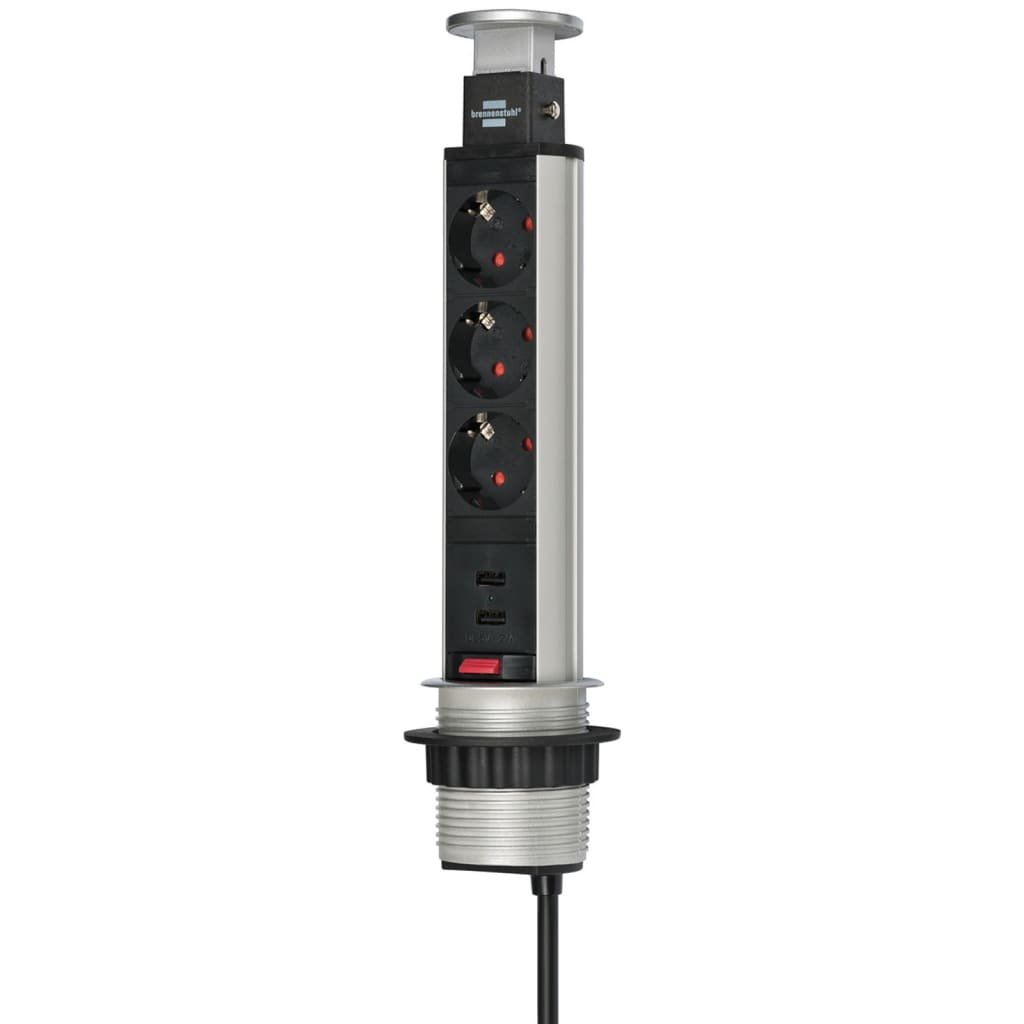 Brennenstuhl Listwa zasilająca Steckdosenleiste Tower 3fach 2m versenkbar USB 1396200013