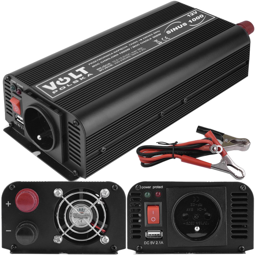 Przetwornica Napięcia 12V 230V Sinus 500W 1000 USB