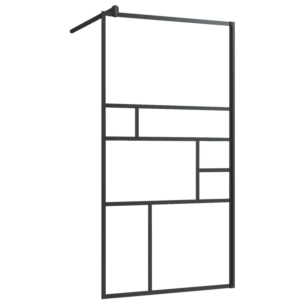 vidaXL Ścianka prysznicowa przezroczyste szkło ESG 80x195 cm czarna 150752