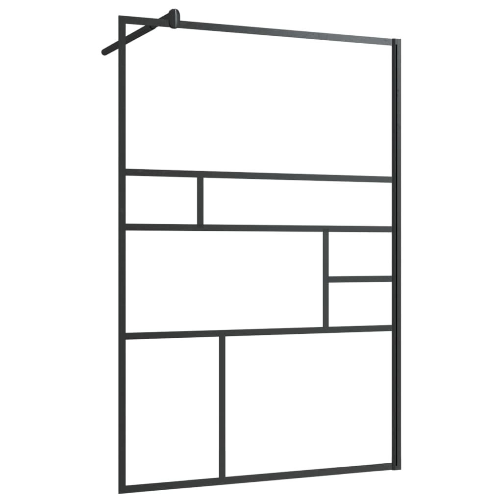 vidaXL Ścianka prysznicowa przezroczyste szkło ESG 115x195cm czarna 150755