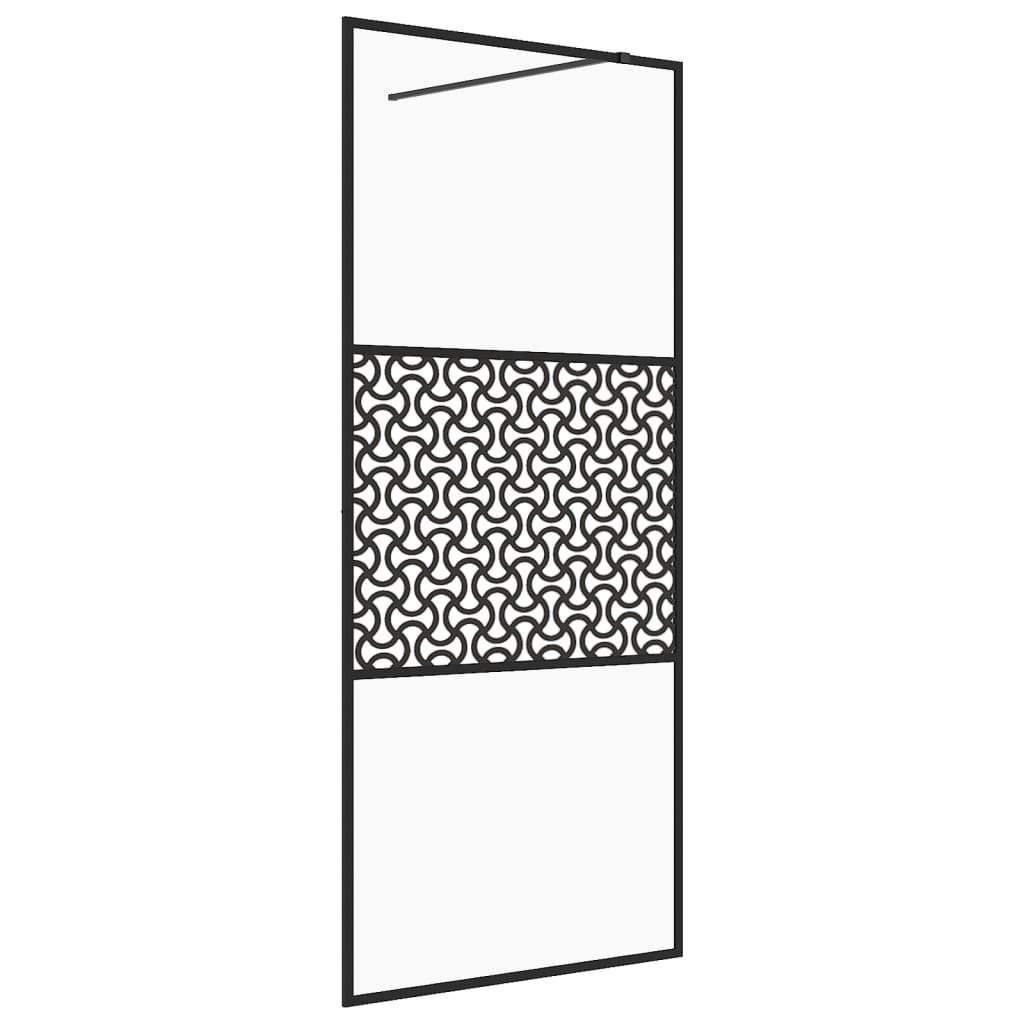 vidaXL Ścianka prysznicowa przezroczyste szkło ESG 100x195cm czarna 151035