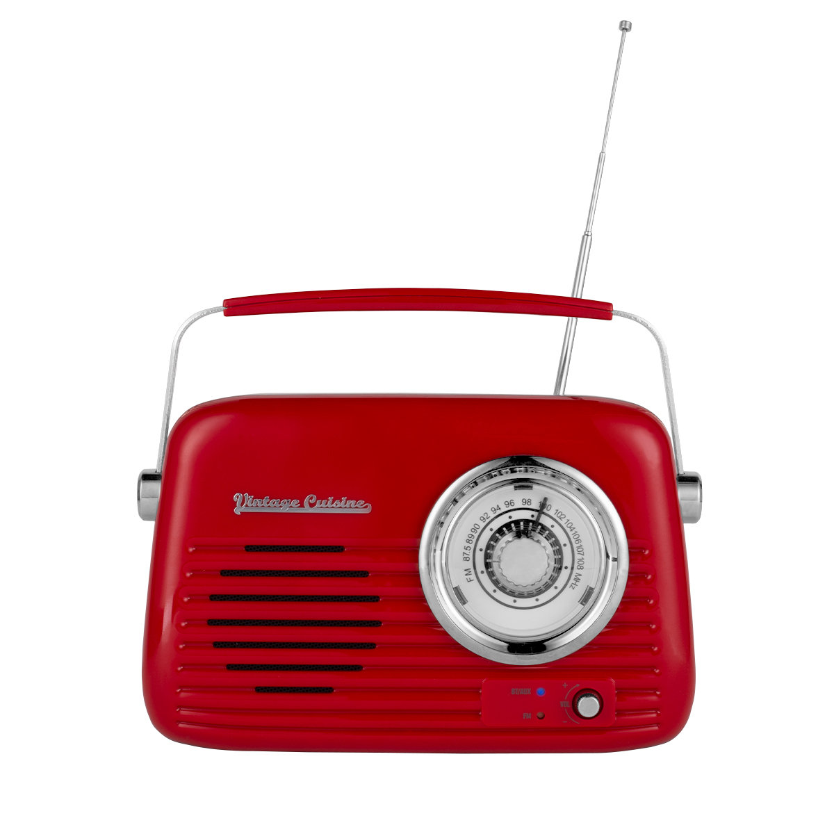 Retro Radio Chrom Z Głośnikiem Bluetooth Vintage Cuisine - Czerwone