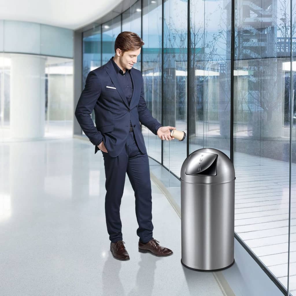 Vepa Bins EKO Kosz na śmieci Pushcan, 40 L, matowy srebrny