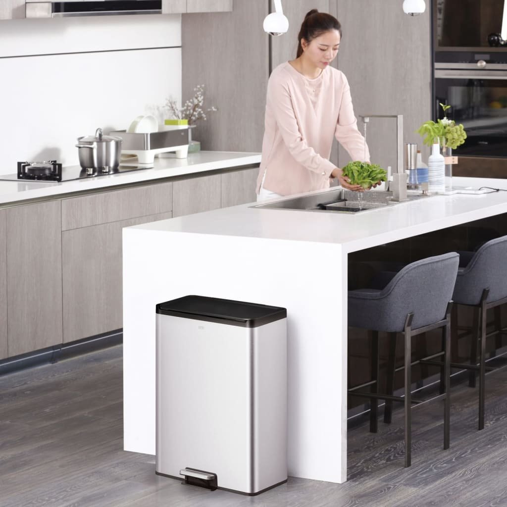 Vepa Bins EKO Kosz na śmieci z pedałem Essential, 2x20 L, matowy srebrny