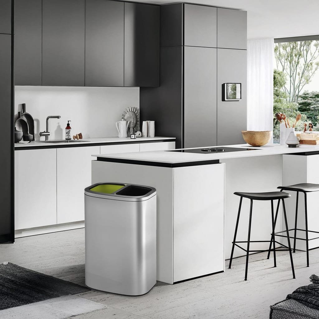 Vepa Bins EKO Kosz na śmieci OLI-Cube, 2x20 L, matowy srebrny