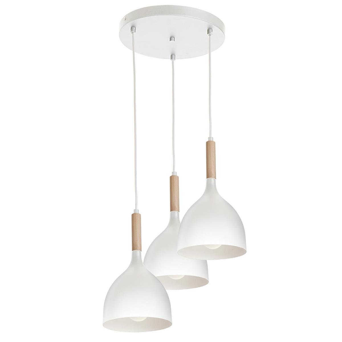 Luminex Noak wood 1195 lampa wisząca zwis 3x60W E27 biały / brązowy