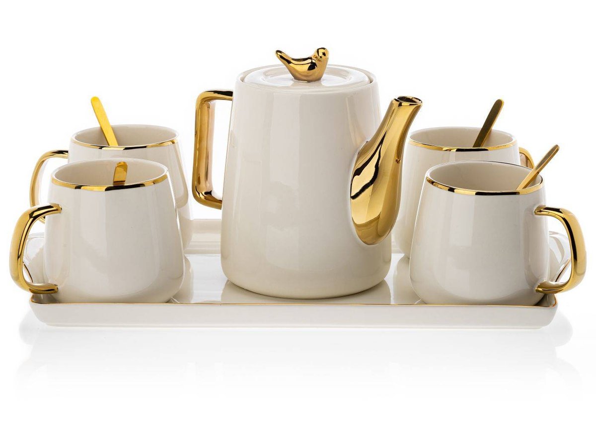 HowHomely Serwis kawowy Noah White Gold DD.13248