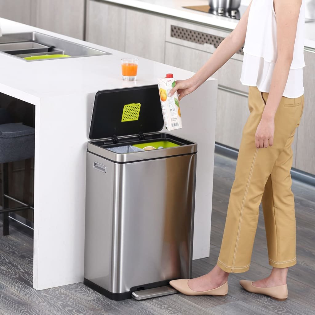 Vepa Bins EKO Kosz na śmieci z pedałem X-Cube, 2x20 L, matowy, srebrny