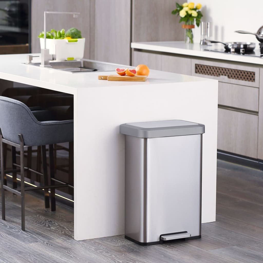 Vepa Bins EKO Kosz na śmieci z pedałem Cozy, 45 L, matowy srebrny