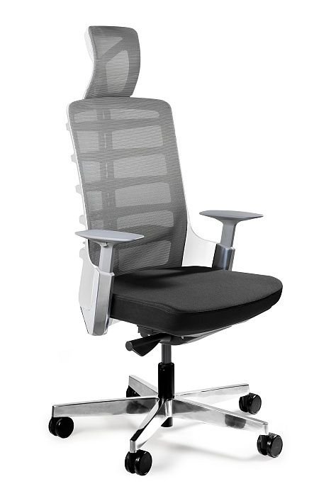 Fotel ergonomiczny, biurowy, mikrosiatka, Spinelly, biały, czarny