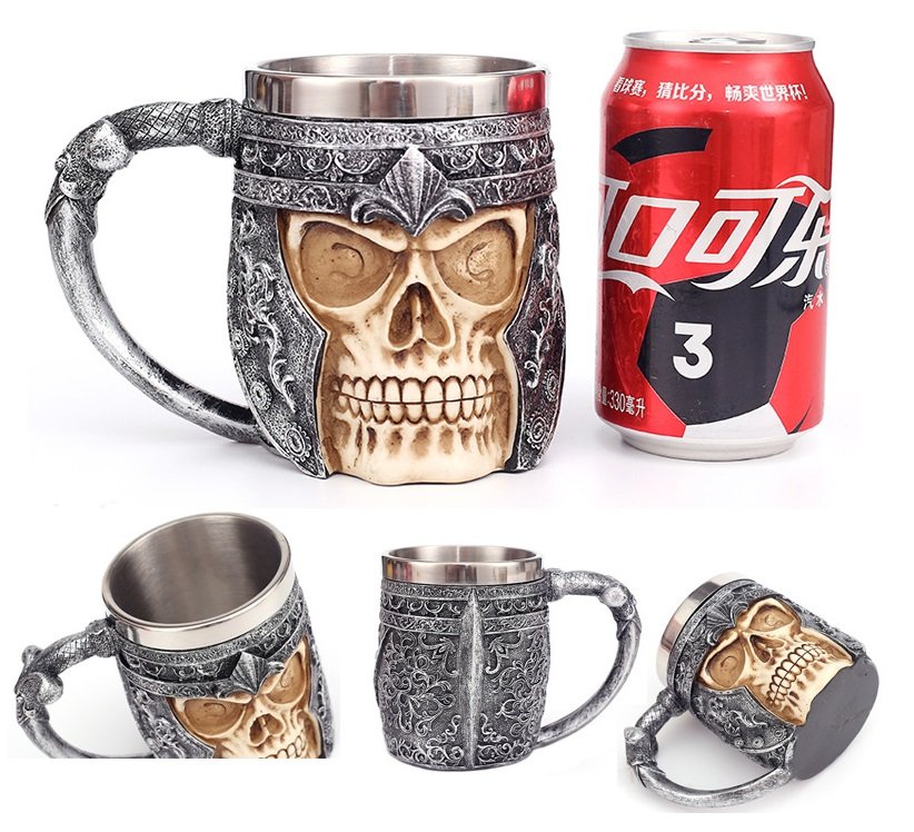 Epicki Kufel Kubek Czaszka Wikinga Stal Nierdzewna 350ml