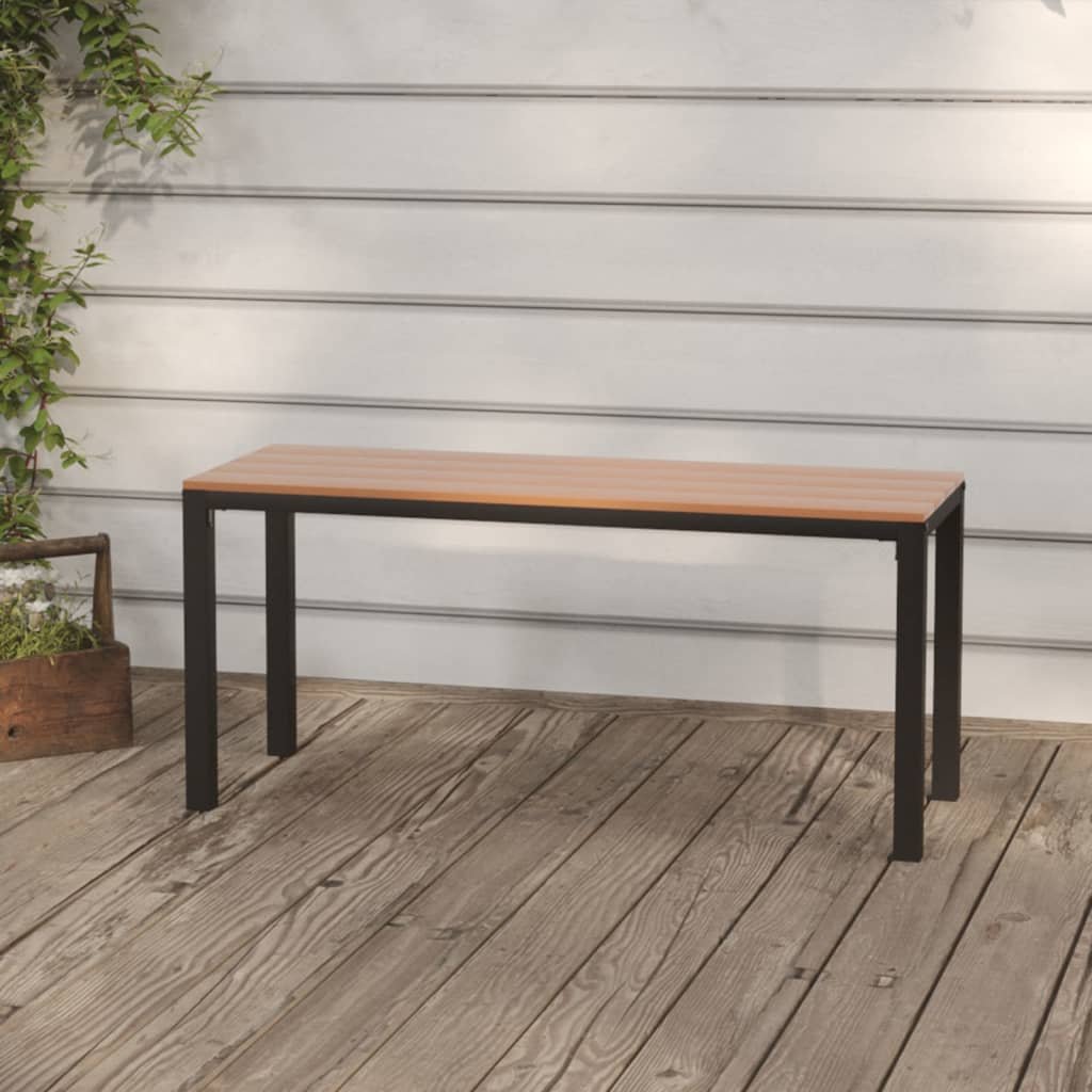 vidaXL Ławka ogrodowa, 110 cm, stal i WPC, brązowo-czarna