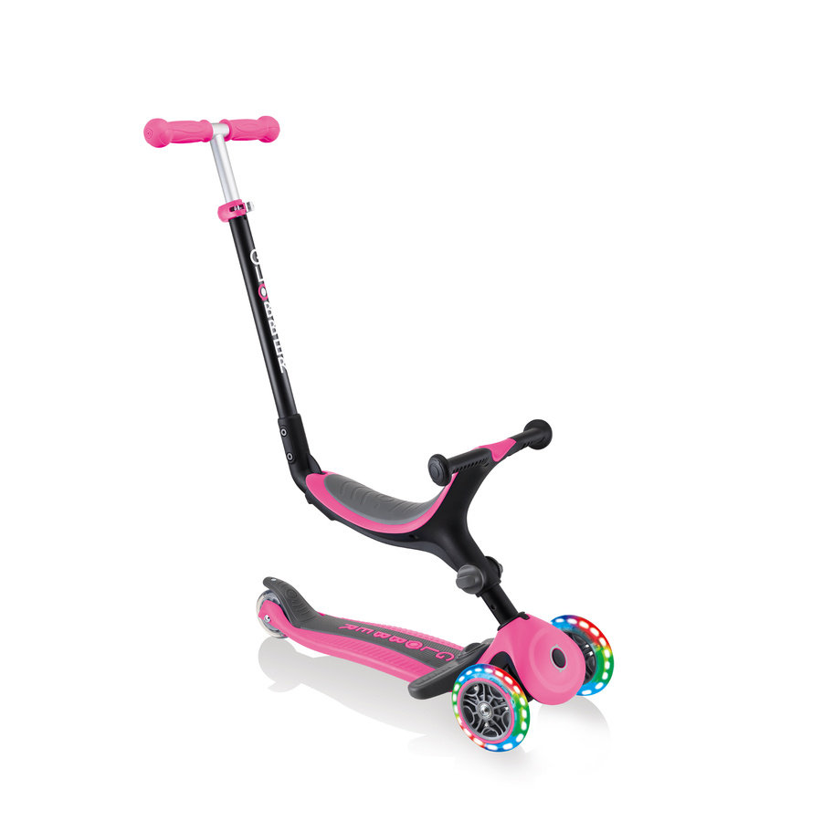 Globber Hulajnoga jeździk rowerek GO-UP Foldable Plus Lights 643-110 Deep Pink 643-110