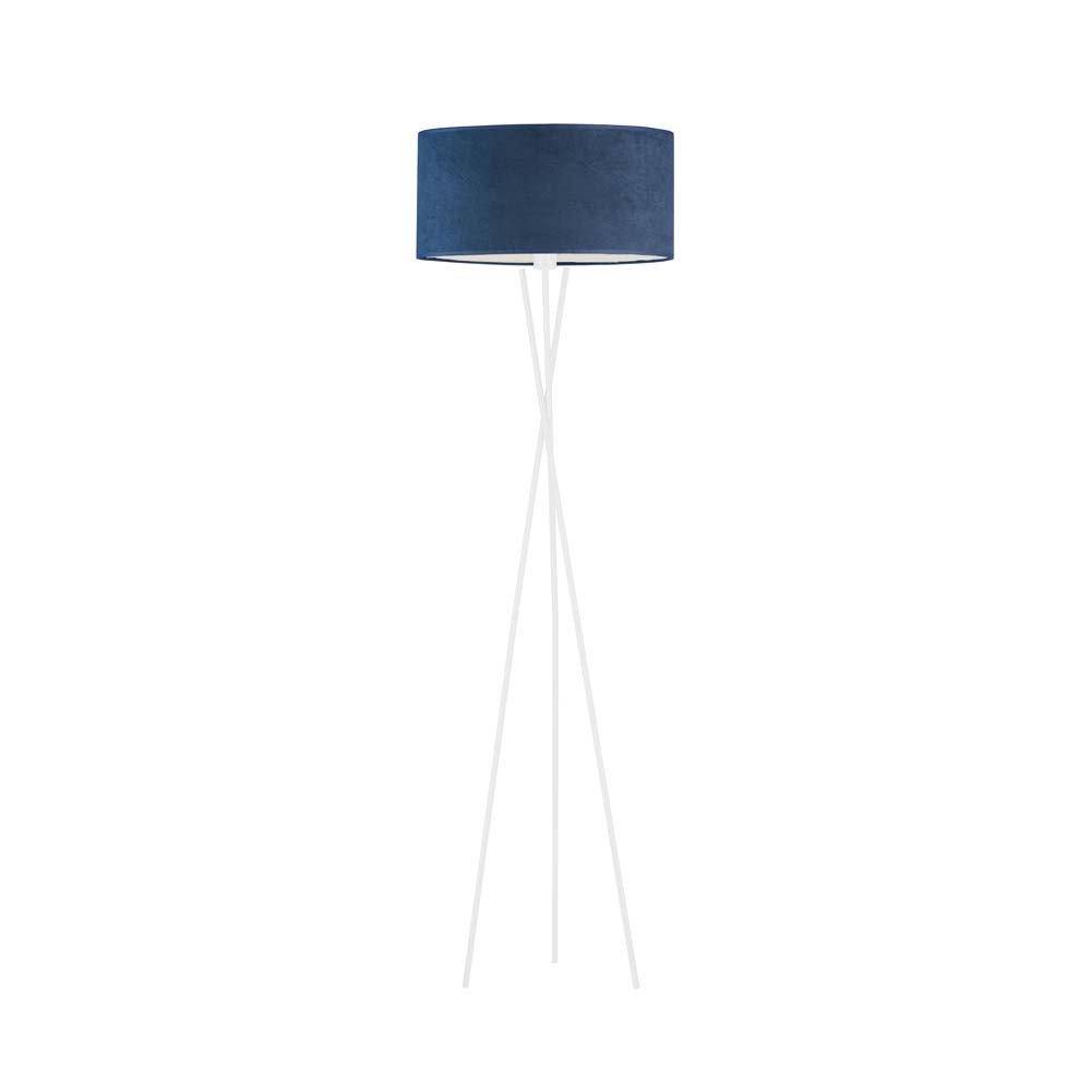 Lysne, Lampa podłogowa TRIPOD z welurowym abażurem vintage Paryż Velur, Granatowy