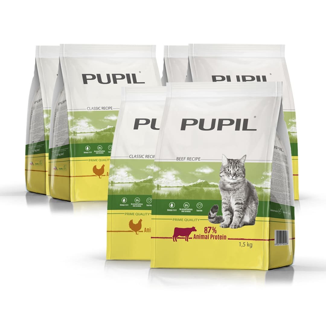 Karma sucha dla kota PUPIL Prime Quality 6 x 1,5 kg MIX