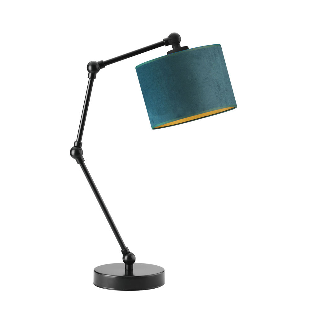 Lampka Nocna Z Regulowanym Stelażem Asmara Velur, Zieleń Butelkowa Ze Złotym Wnętrzem