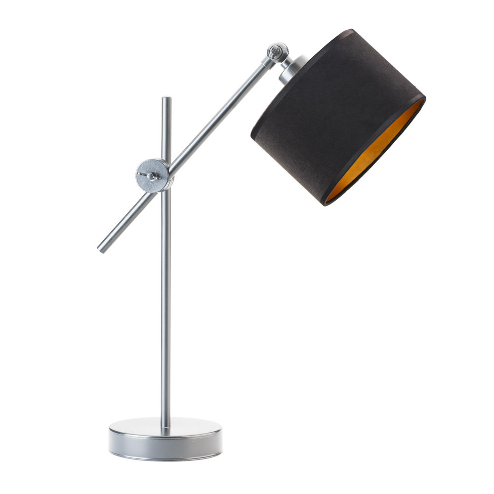 Designerska Lampa Biurkowa Regulowana Mali Velur, Czarny Ze Złotym Wnętrzem