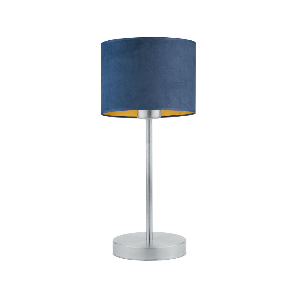 Elegancka Lampka Nocna Z Welurowym Kloszem Nicea Velur, Granatowy Ze Złotym Wnętrzem