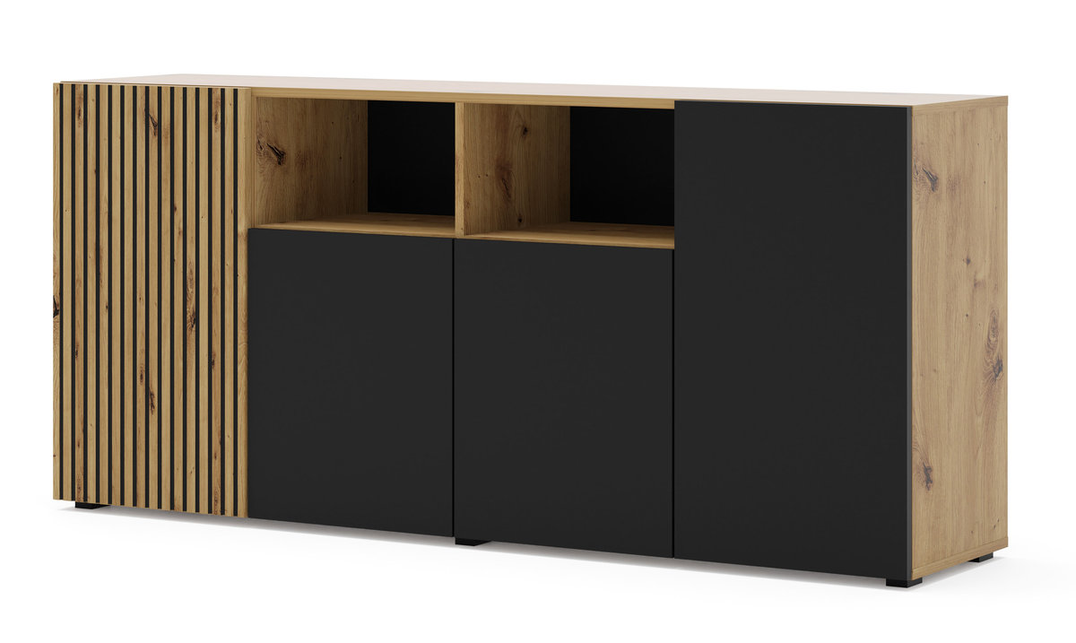 Komoda LAMELLE 4D Dąb Artisan + Czarny