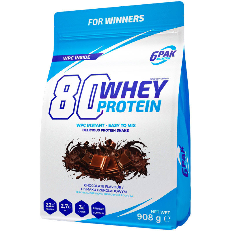6PAK Nutrition Odżywka białkowa 80 Whey Protein 908 g Strawberry - suplement diety