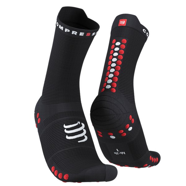 Compressport Pro Racing V4.0 Run High Socks, czarny/czerwony T3 | EU 42-44 2022 Skarpety do biegania XU00046B_906_0T3