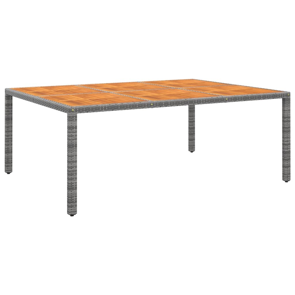 vidaXL Stół ogrodowy, 200x150x75 cm, akacja i rattan PE, szary