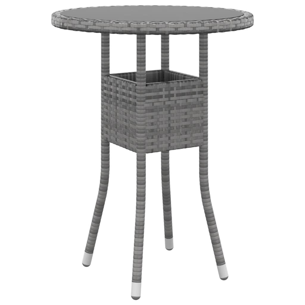 vidaXL Stolik ogrodowy, Ø60x75 cm, szkło hartowane i rattan PE, szary