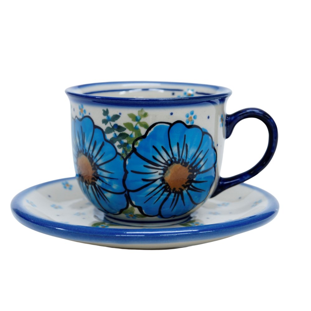 Ceramiczna filiżanka ze spodkiem Ceramika Bolesławiec