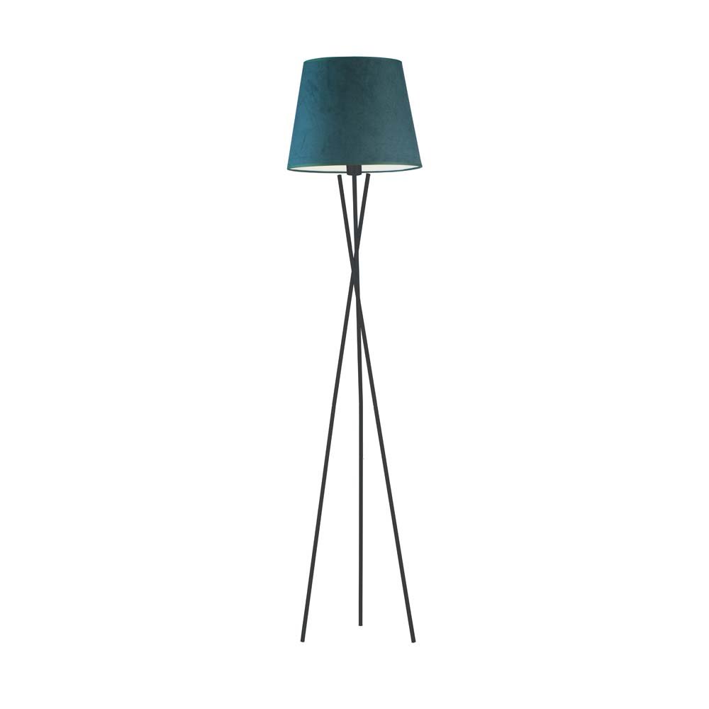 Trójnożna metalowa lampa stojąca do salonu, Lysne, Tokio velur, E27, 165X37 cm, Zieleń butelkowa
