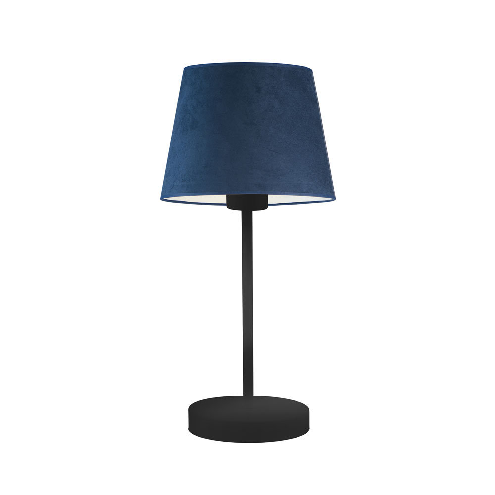 Czarna Lampa Stołowa Z Miękkim Abażurem Siena Velur, Granatowy