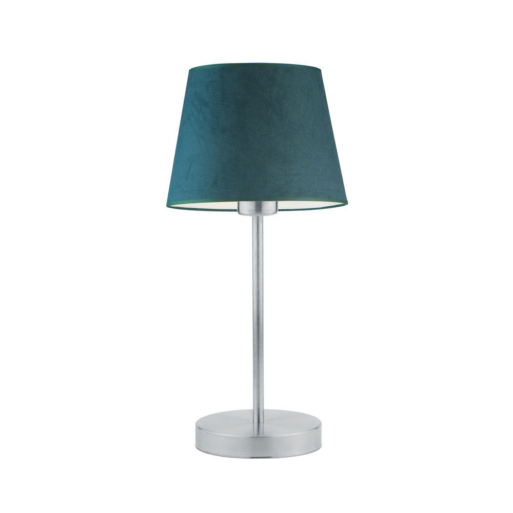 Srebrna Lampka Na Nocny Stolik Siena Velur W Stylu Glamour, Zieleń Butelkowa
