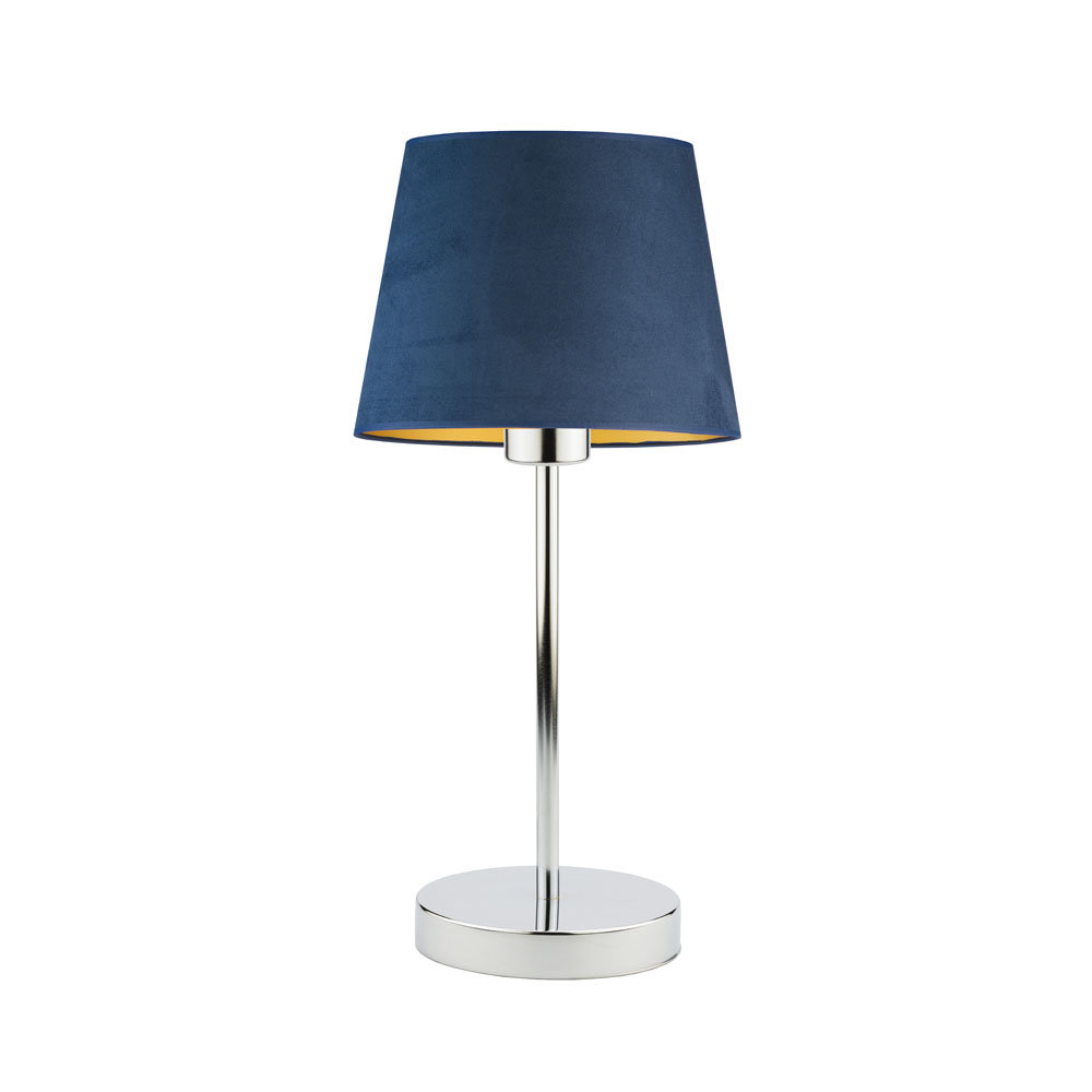 Stylowa Lampka Nocna Z Welurowym Kloszem Siena Velur, Granatowy Ze Złotym Wnętrzem