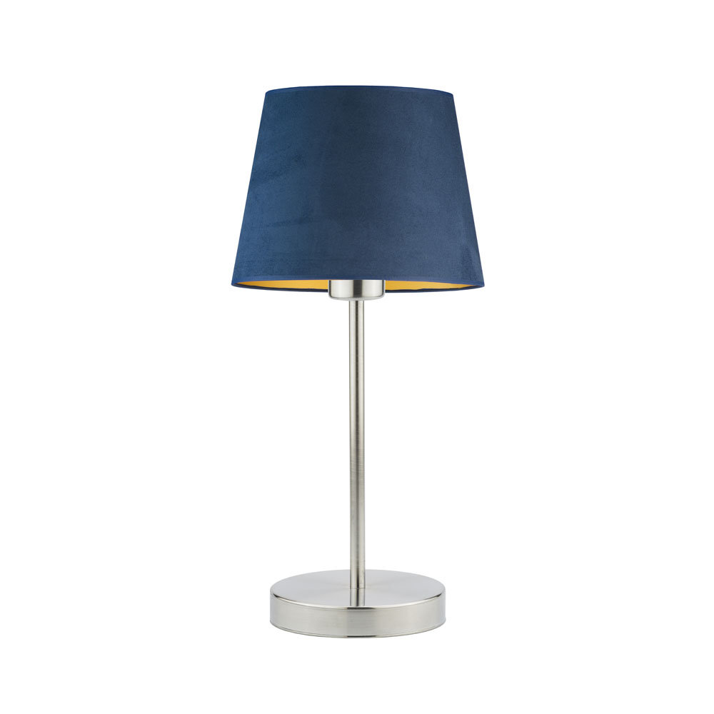 Metalowa Lampka Nocna Z Abażurem Siena Velur, Granatowy Ze Złotym Wnętrzem