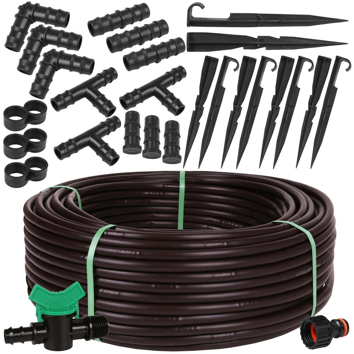 Brązowa linia kroplująca z kompensacją ciśnienia 16mm/2,2 LPH, 50m MADE IN EU + akcesoria