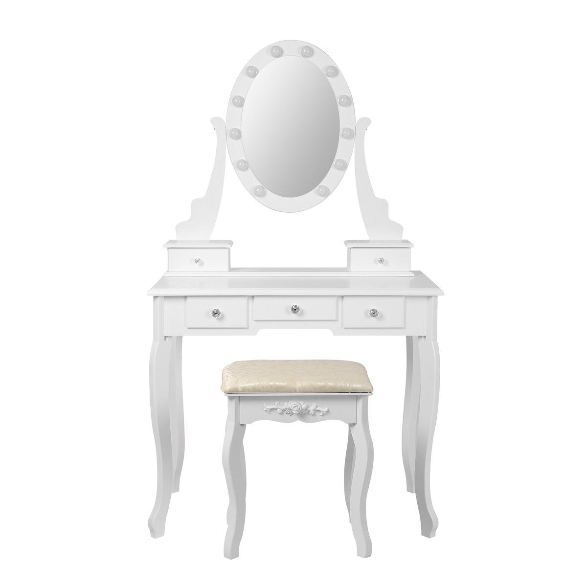 Stolik toaletowy z oświetleniem LED 80x129x40 cm biały MDF