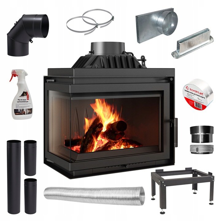 Wkład kominkowy prawy simple 11 kw + akcesoria