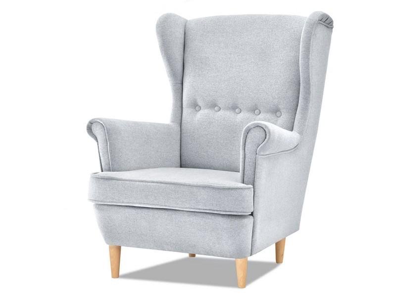 Klasyczny Fotel Wypoczynkowy Na Drewnianych Nogach Malmo Jasny Szary Buk