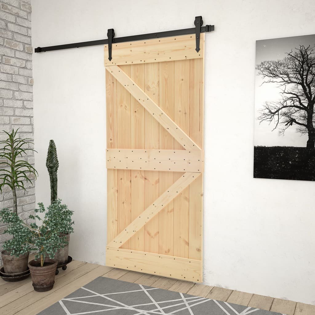 Drzwi przesuwne z osprzętem, 90x210 cm, lite drewno sosnowe | 3057493 VIDAXL