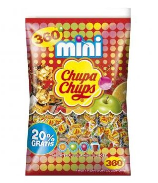 Chupa Chups, mini lizaki o smaku owocowym, 360 x 6 g