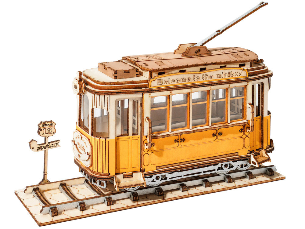 Drewniane Puzzle 3D Tramwaj - Robotime Technology