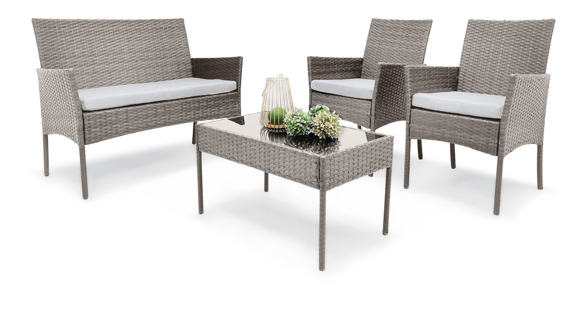 Zestaw Mebli Do Ogrodu Taras 2x Fotel Stół Sofa 4os