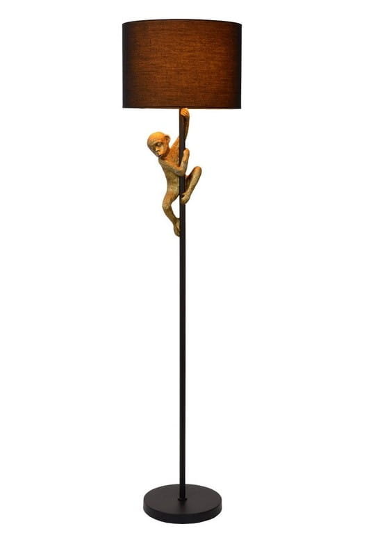 Lucide EXTRAVAGANZA CHIMP Czarny | Złoty śr. 35cm. E27 Lampa podłogowa stojąca 10702/81/30 10702/81/30