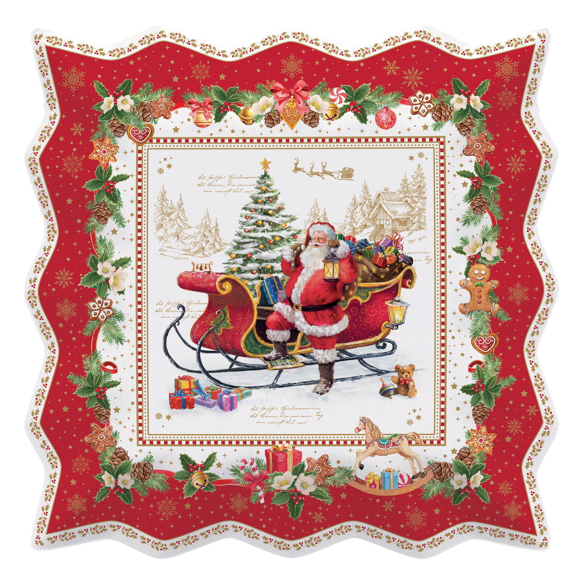 Easy life Półmisek Porcelanowy Christmas Memories Czerwony 30 X 30 Cm Wh