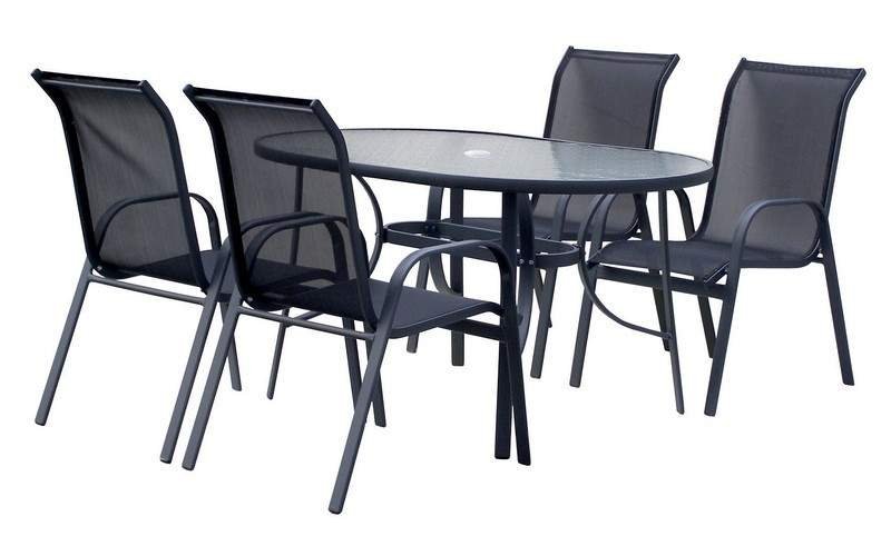 Hecht EKONOMY SET 4 MEBLE OGRODOWE ZESTAW MEBLI OGRODOWYCH STÓŁ + 4 KRZESŁA STAL ALUMINIUM SZKŁO EKONOMY SET 4 MEBLE OGRO