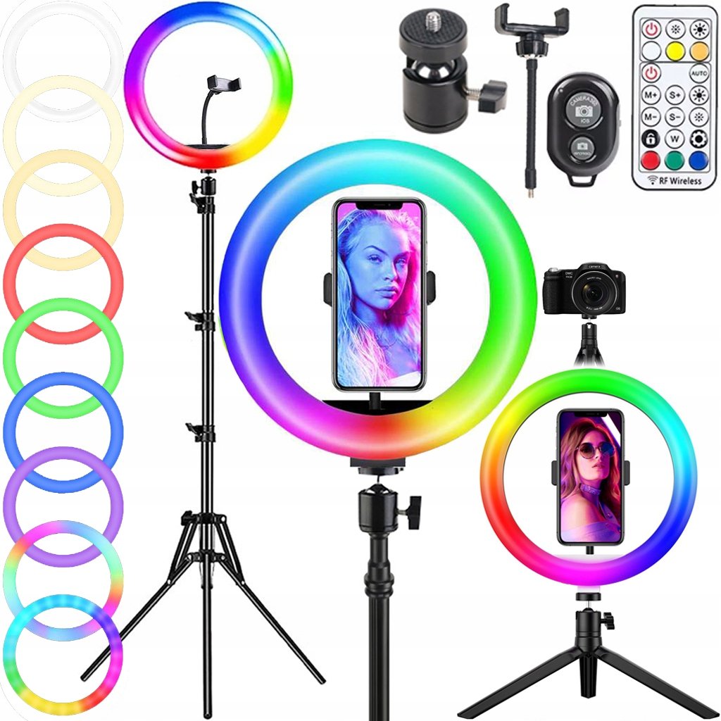 Lampa Pierścieniowa Rgb Led Makijaż Statyw Selfie Zd666