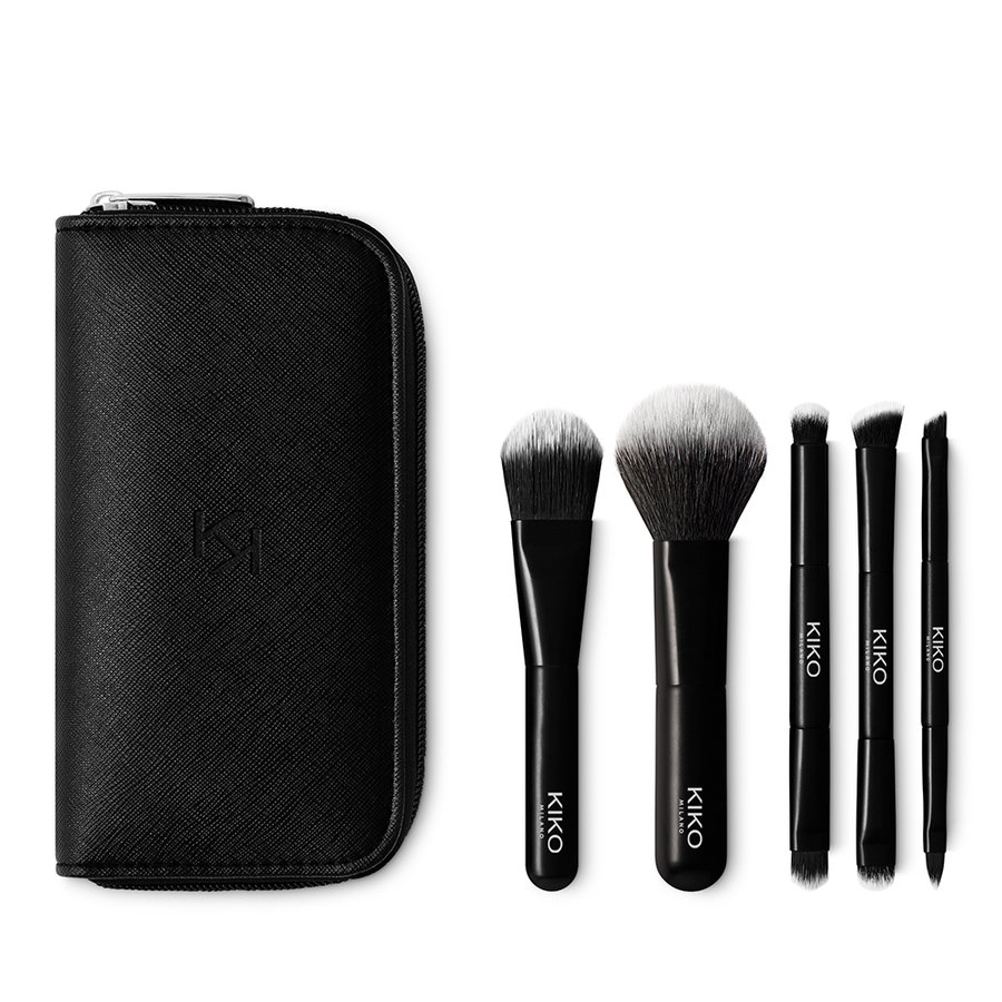 Kiko Travel Brush 5pędzli+kosmetyczka podróżna