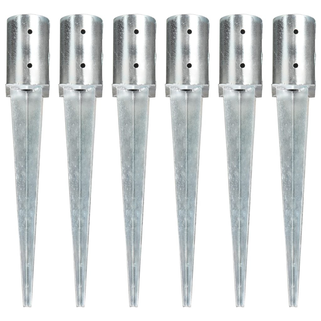 Vida Kołki gruntowe 6 szt. srebrne 8x61 cm stal galwanizowana V-145430