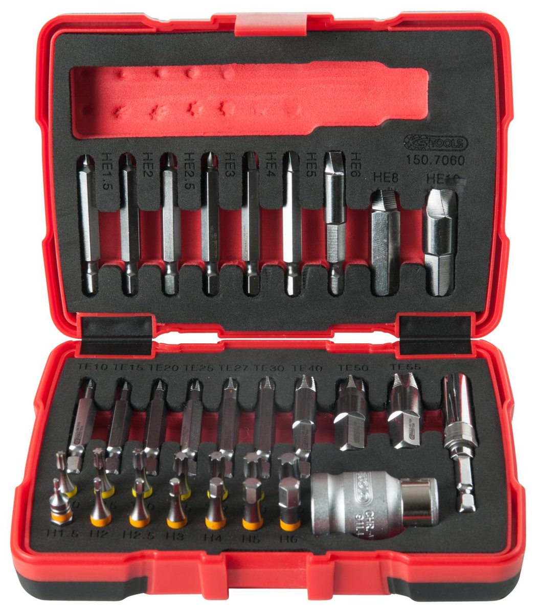 KS Tools KST-150.7060 zestaw specjalnych śrubokrętów, 34-częściowy, 1/4 cala i 10 mm