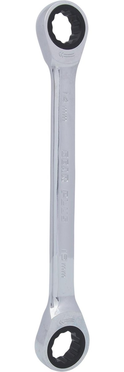 KS Tools 503.4505 Gear Plus podwójny klucz oczkowy z grzechotką,  X 15 MM 5034505